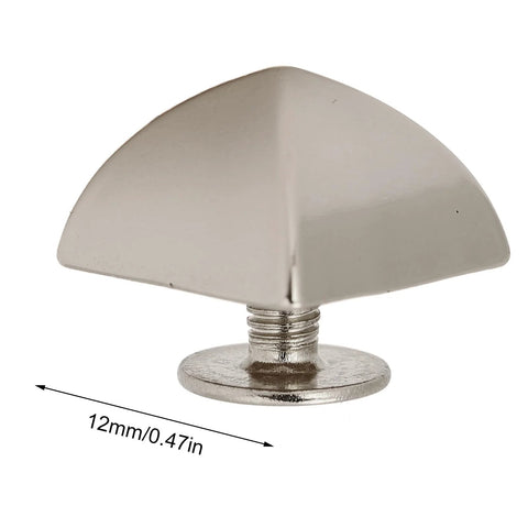 Close-up of 12mm pyramid studs four jaw rivets, zinc alloy material