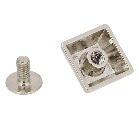 Back view of 12mm pyramid studs four jaw rivets for clothing bags leather shoes craft, showing screw attachment and zinc alloy material.