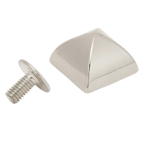 12mm Pyramid Studs Four Jaw Rivets for Clothing Bags Leather Shoes Craft, silver zinc alloy with screw attachment
