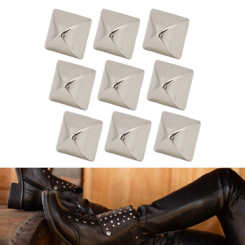 12mm Pyramid Studs Four Jaw Rivets For Clothing Bags Leather Shoes Craft shown in use on leather shoes