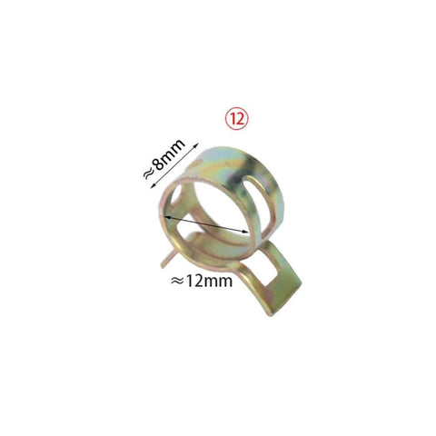 Close-up of a silicone wrapped 12mm hose clip from a 20 Piece Silicone Wrapped 304 Stainless Steel Hose Clip Set Reusable Clamps For Boats And Motorcycles With Size Marked Bands 6mm 7mm 8mm 9mm 10mm 12mm Easy To Install Durable Construction For Long Lasting Performance.
