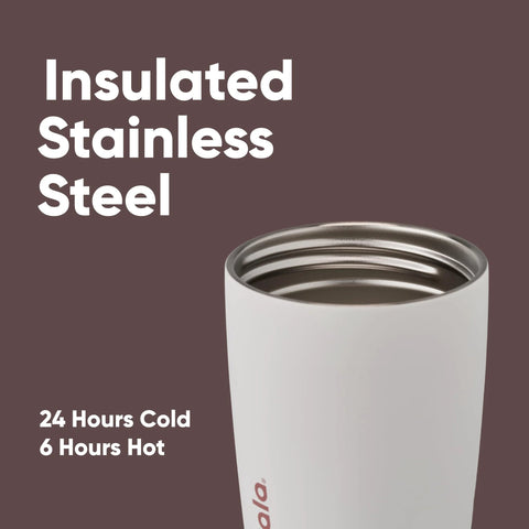 Keep coffee hot or iced on the go with this 12 oz insulated stainless steel tumbler featuring double-wall insulation and SmoothSip lid