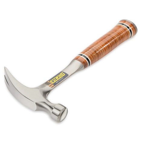 12 Oz Straight Rip Claw Hammer With Smooth Face And Genuine Leather Grip For Framing Carpentry Demolition And Woodworking Made In USA From Forged Steel Pro Grade Hand Tool For Precision Strikes And Durable Performance