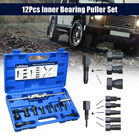 12pcs Blind Hole Collet Bearing Puller Set, Internal Bearing Extractor Puller Kit with Slide Hammer and Expandable Collets in case