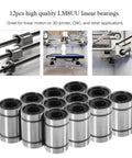 ✝️ 12PCS LM6UU Linear Bearings, 6mm Bore Dia Linear Motion Bushing with Double Side Rubber Seal Great for CNC Machine 3D Printer for CNC axis motion, anti-backlash setup, and smoother linear travel under load, 12-pack replacement made for clean