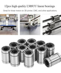 ✝️ 12 Pcs LM8UU Linear Ball Bearings, 8mm Bore Dia, 15mm OD, 24mm Length with Double Side Rubber Seal Great for CNC, 3D Printer