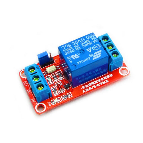 Image of a 12V 1 Channel Relay Module With Optocoupler Isolation High Or Low Level Trigger Easy Plug And Play for Arduino Raspberry Pi.