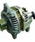 Side view of New 12V 110 Amp Automotive Alternator For Saab And Subaru Vehicles Drop In Replacement For The Impreza WRX STI.