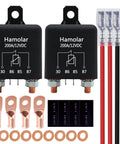 Two Pack 12V 200 Amp Continuous Duty Relay Switch For Car, Truck, Boat And Marine with terminals and connectors