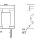 Technical diagram of Nema 17 Stepper Motor 26Ncm(36.8oz.in) 12V 0.4A 3D Printer CNC showing dimensions and specifications.