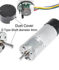 12V DC High Speed 300RPM Gear Motor with Encoder for Arduino and 3D Printers showing D type shaft and dust cover