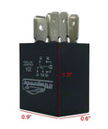 12V 30Amp 5-Pin SPDT Multi-Purpose Starter Relay Kit Plug And Play Auto Electrical Relay, compact black relay shown