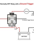 Diagram of 12V 30A Fuse Relay Switch Kit With 4 Pin SPST Relay And Built In 30A Blade Fuse showing ground trigger connections.