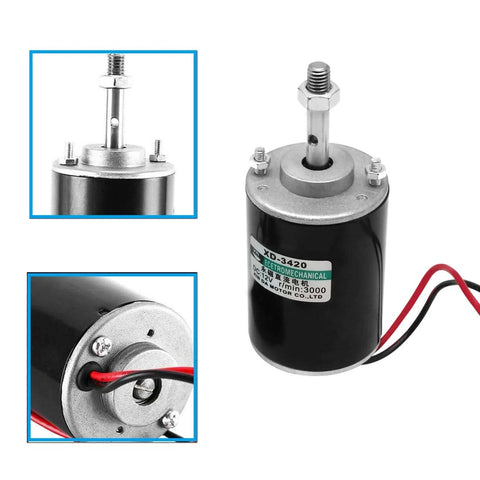12V 30W Permanent Magnet DC Motor, 3000RPM High Speed CW/CCW Electric Gear Motor for DIY Generator, multiple angles shown