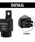 40 Amp SPST Automotive Relay For Fog Lights And Wiring Harness 12V High Current Replacement Part, 4-pin detail, Model YL 388 S