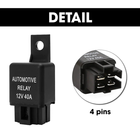 40 Amp SPST Automotive Relay For Fog Lights And Wiring Harness 12V High Current Replacement Part, 4-pin detail, Model YL 388 S
