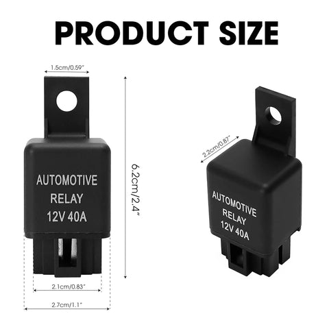 40 Amp SPST Automotive Relay For Fog Lights And Wiring Harness 12V High Current Replacement Part, 3 x 2.5 x 2.2 cm, model YL 388 S