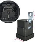 Close-up of a 5-Pack 40/30 Amp 12V DC Waterproof Automotive Relay Kit With Heavy-Duty Pigtail 5-Pin SPDT Relays showing dimensions