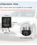 4 Pack 5 Pin 40A Fuel Pump Relay For 12V Auto Use Replacement Power Relay G8V RH 1C7T R DC12 Engine Horn Trunk Solenoid Compatible Standard Car Electrical Component And Accessories with measurements