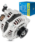 High Output 13890N 12V 75Amp Alternator Replacement For Subaru Impreza 2002 2003 2004 2005 2.0L 2.0T 2.5L And Saab 9 2X 2005 2.0T Compatible With CW S5 90273309 Drop In Fit, front view with packaging