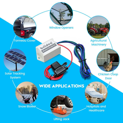 Versatile 12 Volt 10A Linear Actuator Switch Kit for wiring relay and control systems with wide applications including tonneau covers and solar tracking.