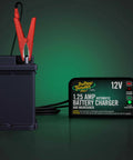 12V 1.25 Amp Car And Motorcycle Battery Charger And Maintainer with Float Charge connected to battery