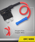 10 Pack 12V Car Add A Circuit Fuse Tap Adapter Kit with Dual Slot ATO ATC Blade Fuse Holders, red wire detail shown