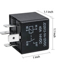 Front view of 2 Pack 4 Pin 12V Car Relay 40 Amp JD2912-1H-12VDC Heavy Duty Auto Switch Harness Ready 14VDC Compatible, showing size