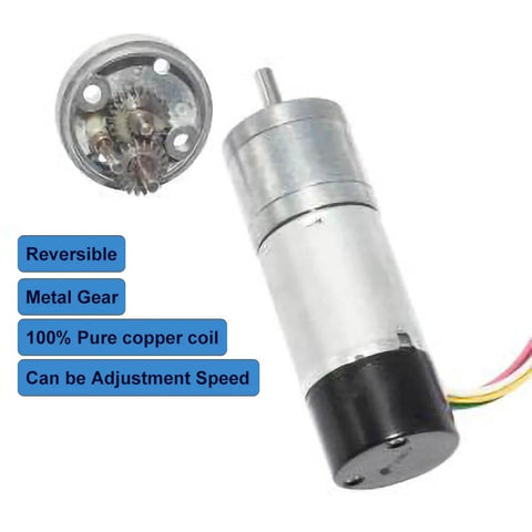 12V DC High Speed 300RPM Gear Motor with Encoder for Arduino and 3D Printers, with metal gear and copper coil