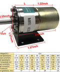 12V DC Geared Motor With 37mm Diameter Gearbox And Mounting Bracket, 600 RPM No Load Speed, 535 RPM Load Speed, diagram view.