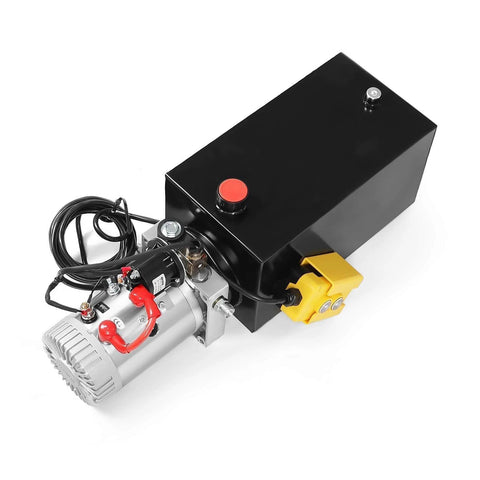 12V DC Hydraulic Power Device 10 Quart Single Acting Hydraulic Dump Trailer Pump with remote and steel housing