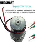12V DC Worm Gear Motor 5rpm Self Locking Geared Motor With 8mm Output Shaft showing wiring for forward and reverse rotation support.