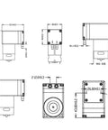 Technical diagram of Compact DC 12V Micro Diaphragm Vacuum Pump For Breast Pump Parts Replacement And Vacuum Adsorption Projects, dimensions shown.