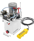 Double Acting Hydraulic Pump 12V DC 4.5 Quart Hydraulic Power Unit 1.6kW 3000RPM 22MPA Hydraulic Station Pump with Plastic Reservoir, front view