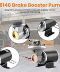 Powerful 12V Electric Vacuum Pump Kit For Brake Boosters With Installation Kit And All Hardware 18 To 22 Inch Vacuum Range