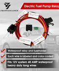 12V Electric Fuel Pump Relay Kit 40 Amp Waterproof Heavy Duty With Long Wires For Cars And Trucks Easy Install Reliable Power Upgrade