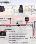Wiring diagram for Heavy Duty 12V Fuel Pump Relay Kit With 60 Amp Waterproof Relay, Bypass Switch, Long Wiring Harness.