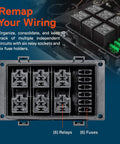12V Auto Waterproof Fuse And Relay Box Kit With 6 Bosch Style 5 Pin Relays, 6 ATC ATO Fusible Holders