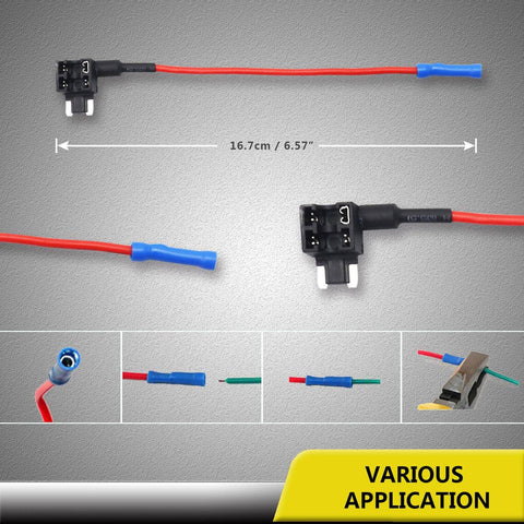12V Car Add A Circuit Fuse Tap Adapter With ACN Blade Dual Slot Low Profile Mini Fuse Holder Pack Of 10 installation details