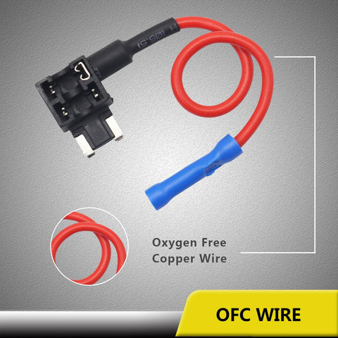 12V Car Add A Circuit Fuse Tap Adapter With ACN Blade Dual Slot Low Profile Mini Fuse Holder with copper wire