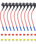 10 Pack 12V Car Add A Circuit Fuse Tap Adapter Kit with Dual Slot ATO ATC Blade Fuse Holders and Ten 10A and 20A Fuses