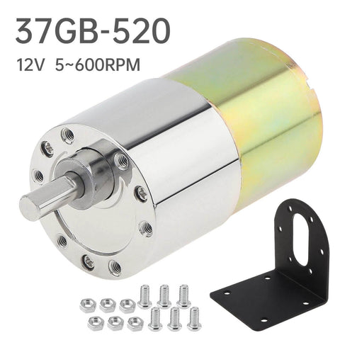 ✝️ Gear Motor 0.24 in x 0.55 in Shaft Size 1-Pack 12V Motor 100Rpm High shown with mounting bracket and screws