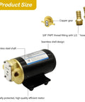 12V Gear Pump-3.2 GPM Self-Priming Impeller Oil Transfer, stainless shaft, copper gear, 3/8'' NPT with 1/2'' hose barb