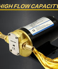 12V Gear Pump-3.2 GPM Self-Priming Impeller Oil Transfer for Machinery Fuel with high flow capacity label