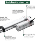 12V Actuator Heavy Duty 165lbs/750N Linear Actuator 100mm with features including premium gears, superior aluminum, and pure copper motor