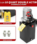 12V DC Hydraulic Dump Trailer Pump Workhorse With 15 Foot Remote 10 Quart Tank Double Acting Lift And Lower System