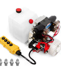 12V DC 4.5Liter Reservoir Hydraulic Power Pump Double Acting 4 Way Unit Hydraulic Power Pack for Dump Trailer Car Lifting