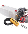 Beefy 12V DC Hydraulic Power Unit With 8 Quart Tank, Double Acting Pump And Double Solenoid Valves, 200 Bar Hydraulic Power Pack For Car Lifts