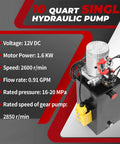 12V DC Hydraulic Power Device 10 Quart Single Acting Hydraulic Dump Trailer Pump with specifications overview