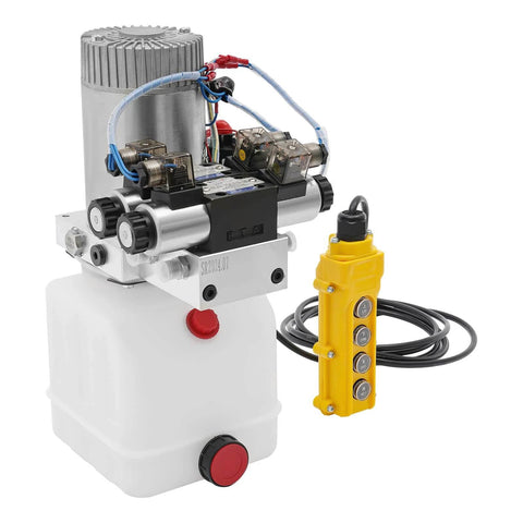 Double Acting Hydraulic Pump 12V DC 4.5 Quart Hydraulic Power Unit 1.6kW 3000RPM 22MPA Hydraulic Station with Plastic Reservoir